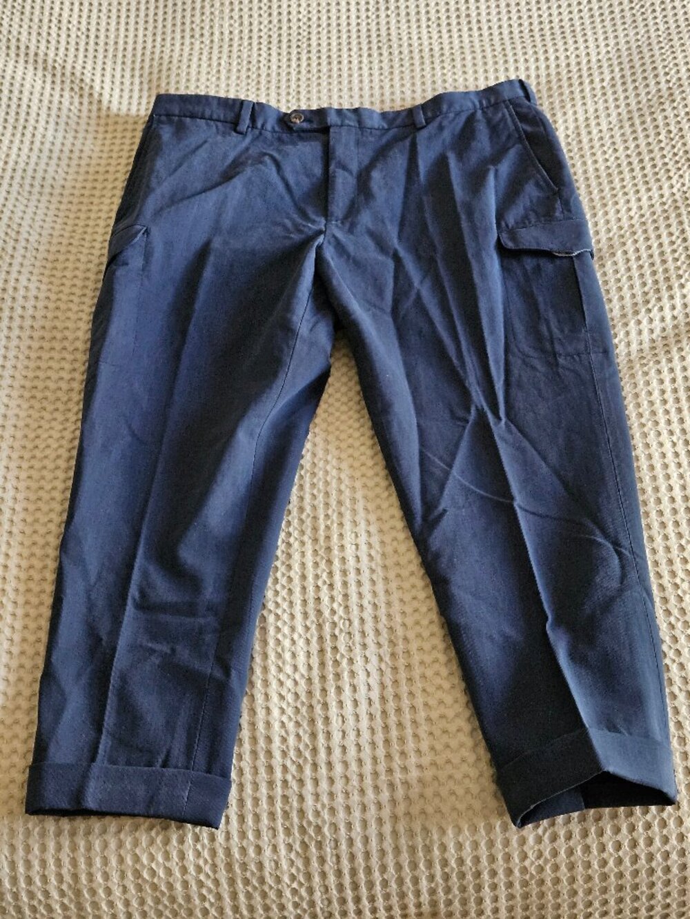 Brooks Brothers Milano Navy Cotton Cargo Pants W40 NWT